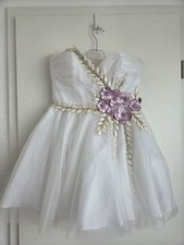 Forever Unique Kleid Weiß Gr 12 Festlich Tüll Glitzer Blumen Partykleid Abend