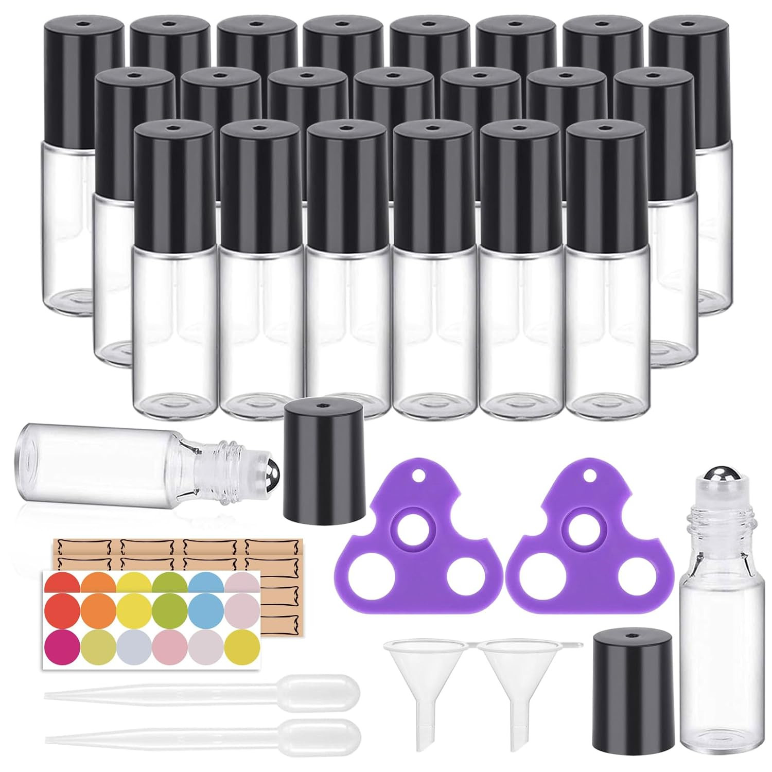 Roller Bottles 24 Pack 5ml Clear Glass Roller Bottles For Oi