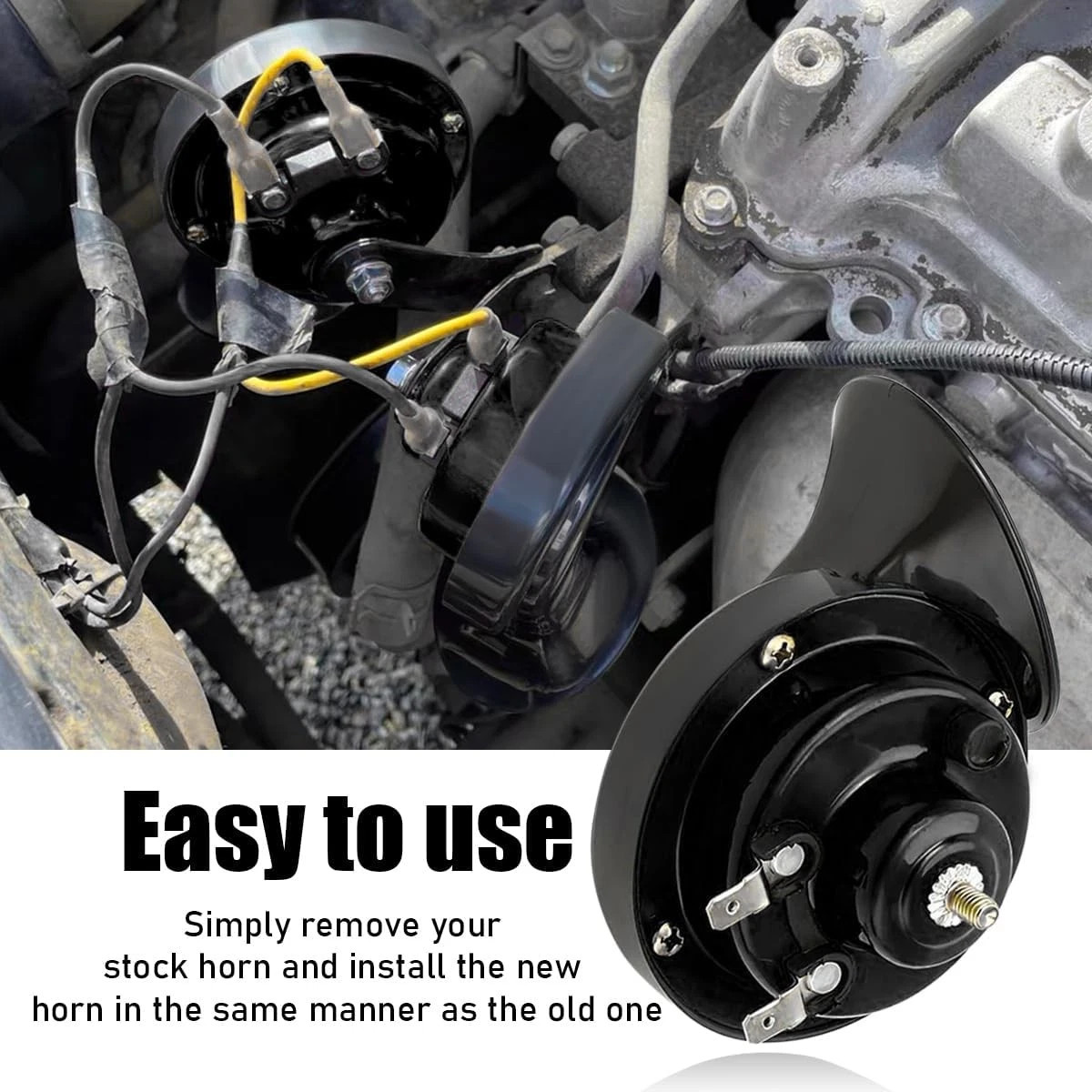 300DB Super Loud Car Horn, 12V Waterproof Durable Auto Air Electric Black