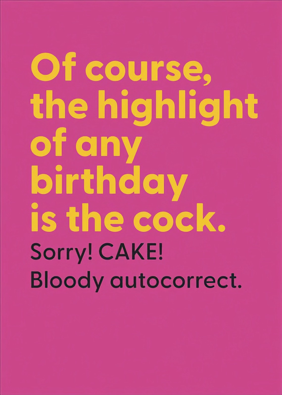 Funny Birthday Card Cake Cock Autocorrect Rude Joke Humour Male Female