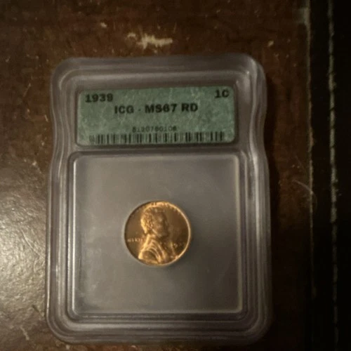 1938 Lincoln Wheat Small Cent RD MS67 ICG Certified Uncirculated Coin