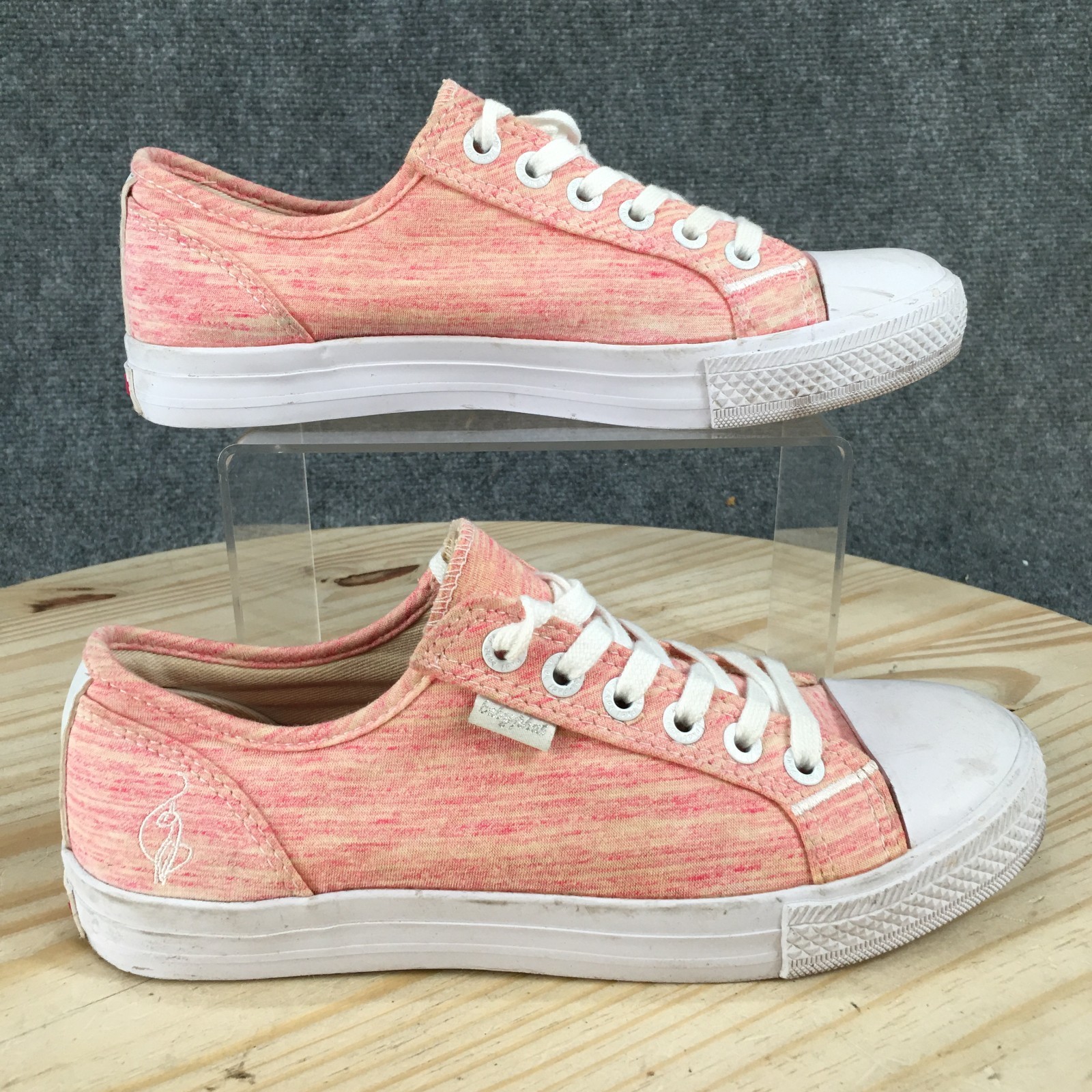 Womens 7.5 M Sneakers Round Toe Low Top Casual Fabric Pink W