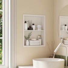 14x 18 Medicine Cabinet Recessed with Double Shelves Matte White 304