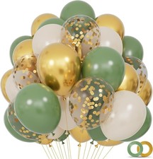 68Pcs Balloons Kit 12 Inch Sage Green Balloon Sand White Metallic Gold Balloon