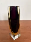 Original Murano Sommerso Faceted Glass Vase by Mandruzzato - Italian 6 1/2”
