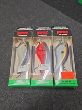 (3) Rapala OG Series Slim 6 Crankbait Fishing Lures Lot Of 3