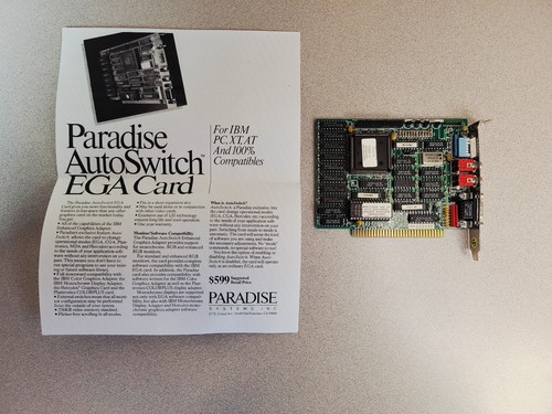 Tarjeta Paradise Autoswitch EGA1A ISA EGA - ASSY 28600 Rev11 - 1986 video vintage