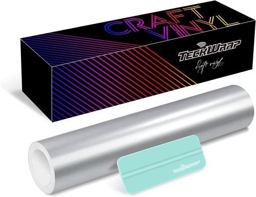 Permanent Adhesive Vinyl for Craft Decal Projects 12" x 20ft, Glossy Silver - Picture 2 of 5