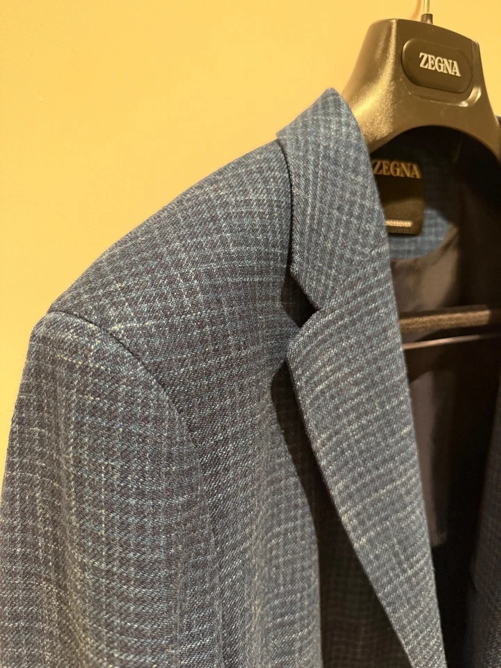 Blazer cruzado Ermenegildo Zegna 54R (talla UE) lino lana seda puño de trabajo Foto 2 de 4
