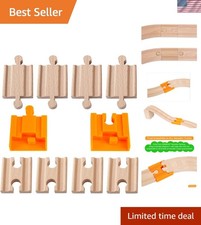 Beautifully Crafted 8 Pcs Wooden Train Track Adapters - Fit Chuggington, Thomas