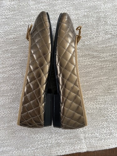 Französische Sohle FS/NY Bronze Metallic gesteppte Leder Ballerinas Gr. 38 / US 7 - Bild 7 von 12