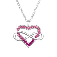 Herz Infinity Kette Sterling Silber 925 Kristallen Pink Geschenk Freundin Frau