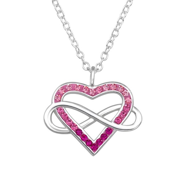 Herz Infinity Kette Sterling Silber 925 Kristallen Pink Geschenk Freundin Frau-image