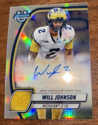 98/299 RC Auto Will Johnson 2024 Bowman U Refractor Michigan Wolverines AZ Cards