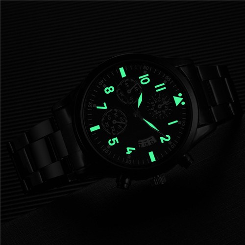 Classic Men's Fashion Calendar Quartz Watch Stainless Steel Band Luminous Watch - Picture 7 of 15