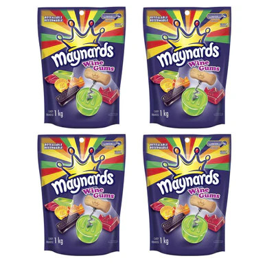 Maynards Wine Gums, 1kg /2.2lbs, per bag, 4 Pack