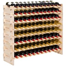 VEVOR 96 Bottle Stackable Modular Wine Rack Storage Display Shelf 8-Tier Wood