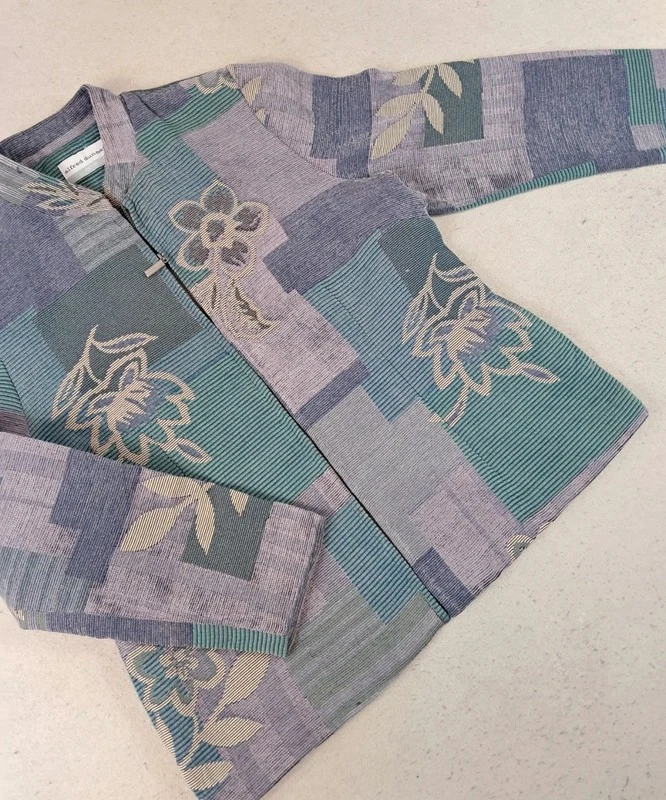 Veste Tapisserie Alfred Dunner Motif Floral Tapestry Jacket Vintage Coton Bleu S - Photo 3/4