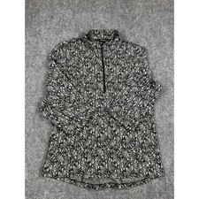 Spyder Active Pullover Womens Large Black White Floral Print 1/4 Zip Long Sleeve