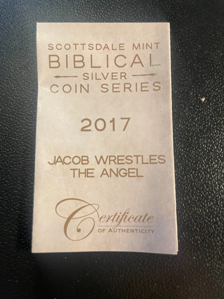 2017 2 oz .999 Silver Coin Jacob Wrestles the Angel - Biblical Coin Series - Image 4 of 4