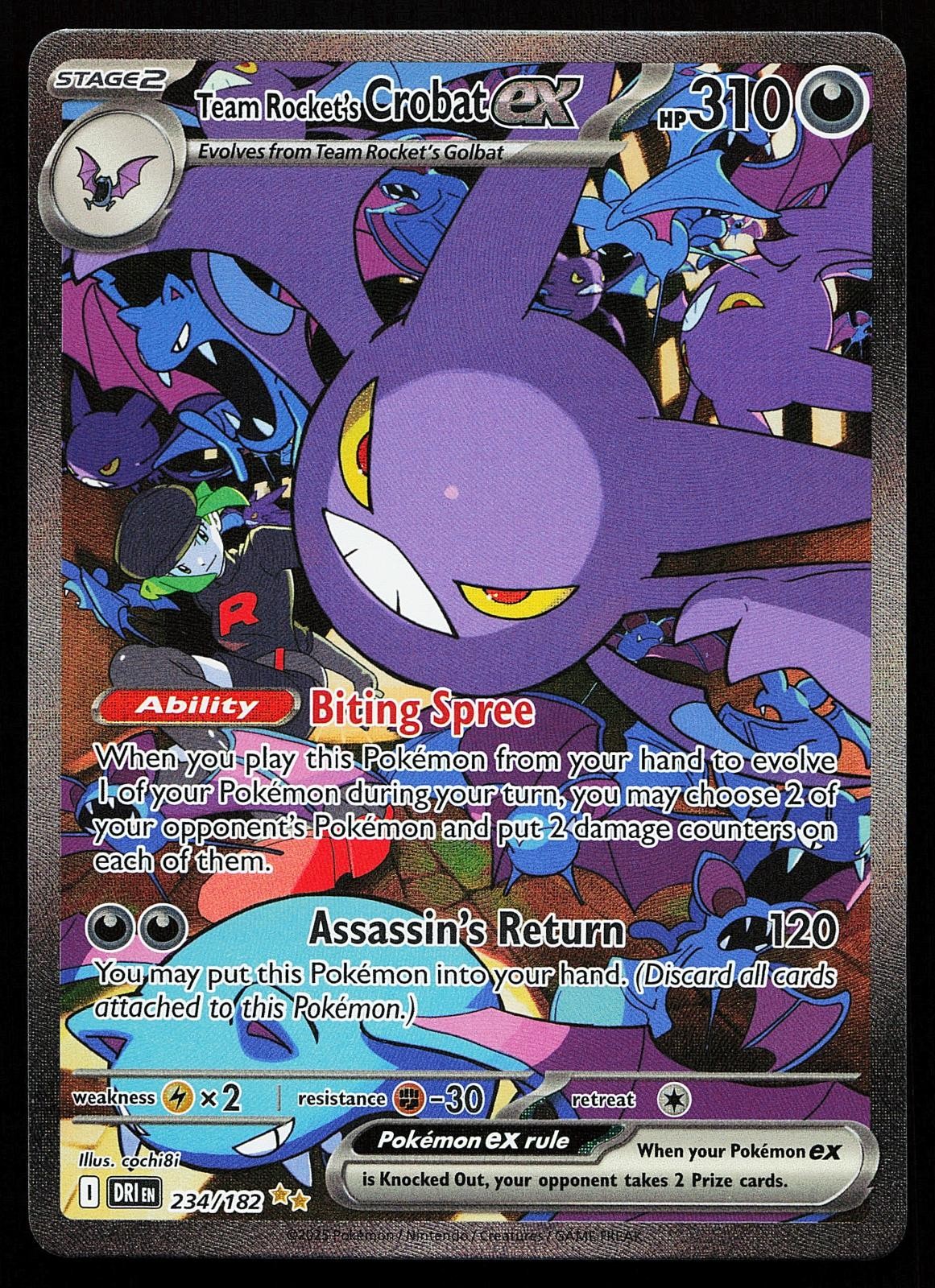 Team Rocket's Crobat ex 234/182 Holo SIR Destined Rivals Pokemon Card