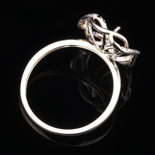 Round 8-11mm Pearl SI/H Diamond Engagement Solid 14K Yellow Gold Semi Mount Ring - Picture 4 of 10