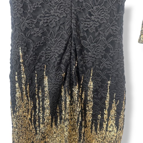 VTG Cameo Black Gold Dress Size S Metallic Party Cocktail 80s Glam USA Bodycon - Picture 9 of 9