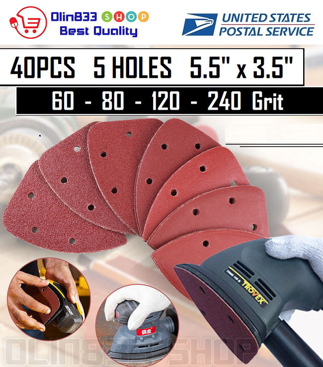 60 Pieces Mouse Sander Pads to Fit Black and Decker Detail Palm Sander