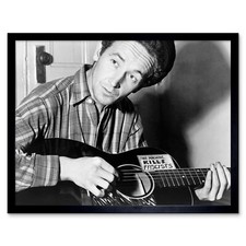 Aumuller Portrait Folk Singer Guthrie Kill Fascists Wall Art Print Framed
