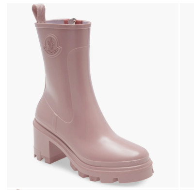 NIB $550 Moncler Loftgrip Block Heel Rain Boot 11US / 41EU, PINK!