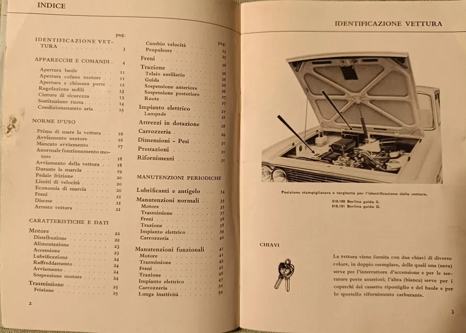 Lancia Fulvia 2C 1964, Uso e Manutenzione Orig. Manual de instrucciones, manual del propietario Foto 3 de 4