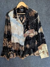 Citron Santa Monica XL Burnout Velvet Boho Blouse Patchwork Practical Magic 90s