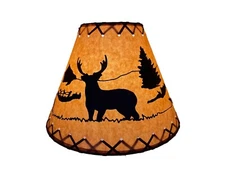 Rustic Oiled Kraft Lamp Shade with Deer Design - 12"