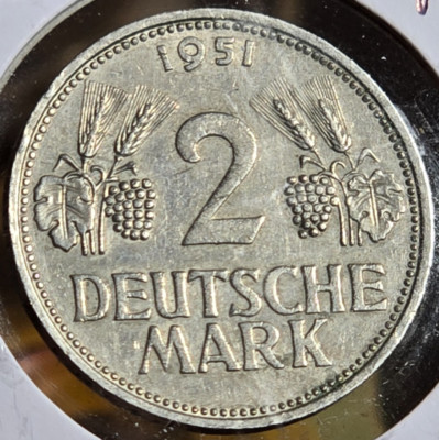 1951 F Germany 2 Marks; High-Grade Beauty!