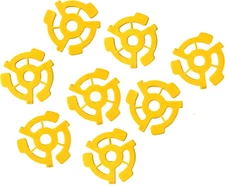 45 RPM 7" Record Easy Snap-In Insert Yellow Plastic Adapters (8)