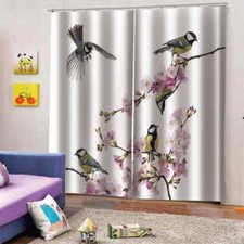 kind magpies are enjoying flowersPrinting 3D Blockout Curtains Fabric Window