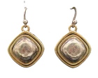 BARSE 925 Silver  Vintage Square Dome Gold Plated Halo Wire Earrings  EG12545