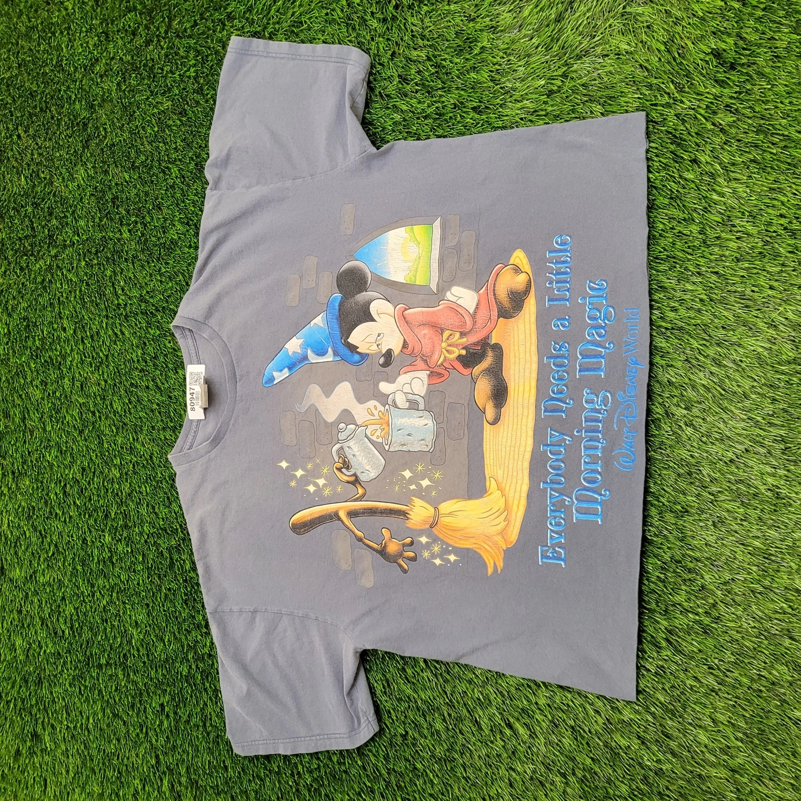 Vintage Y2K Mickey Mouse Crop-Top Shirt Women 2XL 25x23 Blue