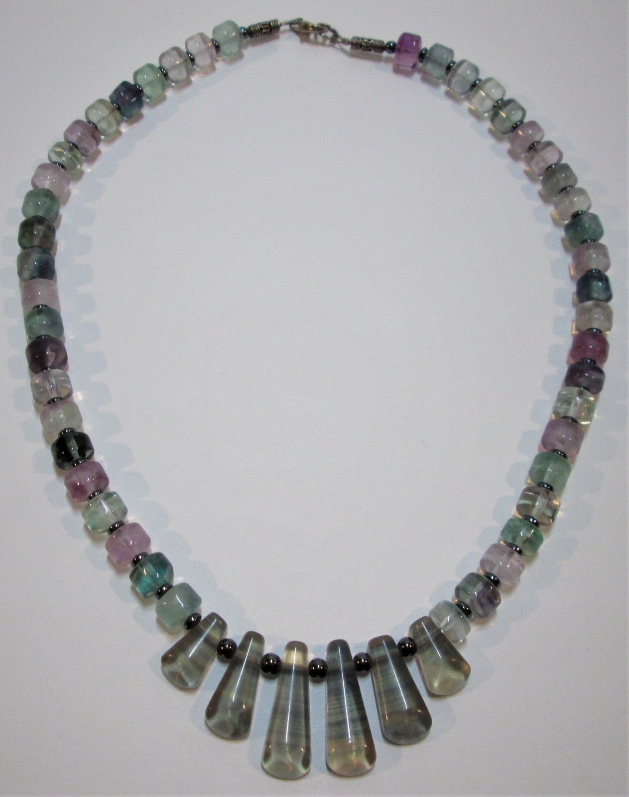 STERLING SILVER 925 MULTICOLOR FLUORITE HEMATITE … - image 1