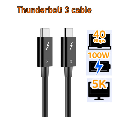 Thunderbolt 3 Cable 0.7M 40Gbps 100W 5K Display USB-C Gen 2 Video Cord for MAC