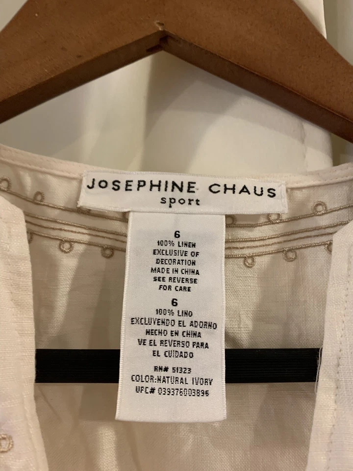 Top deportivo de lino Josephine Chaus talla 6 bordado Foto 2 de 3