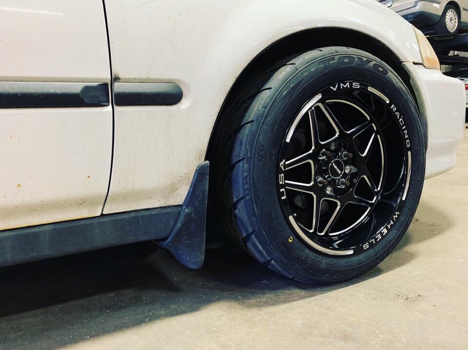 4x VMS Delta 15X8 Black Polished Drag Racing Rims Wheels 4X100 4X114.3 ...