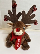 Rudolph Red Nose Reindeer Singing Plush Dan Dee Light Up Jingle Bells. WORKS 