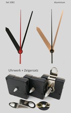 Quarzuhrwerk lautlos mit Zeigersatz 80 mm Alu schwarz gold 8 cm f. Wanduhr leise