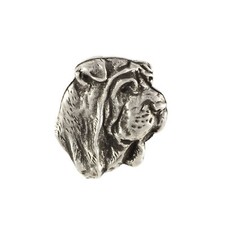 Shar Pei II  - Versilberte Hundebrosche, elegante Anstecknadel, Jackenreversschm