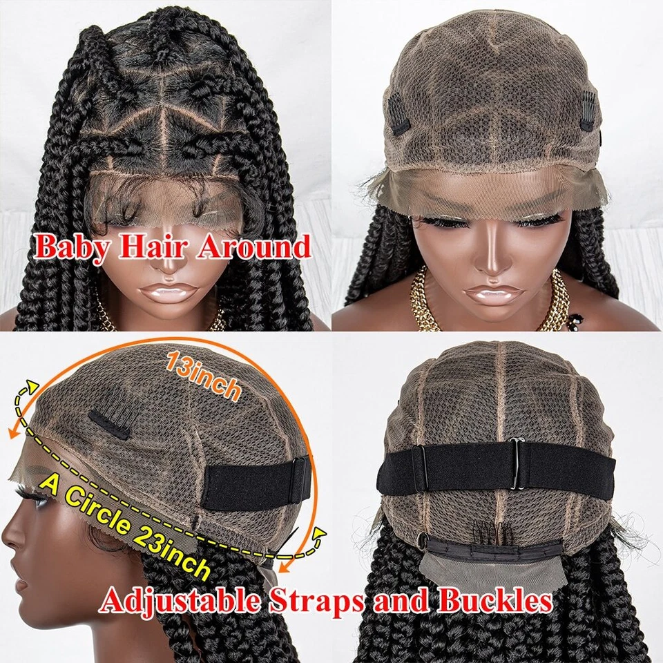 Synthestic Lace Braided Wigs Braids Lace Wig BlacK Women Twist Braid Wig Lace - Image 4 of 4