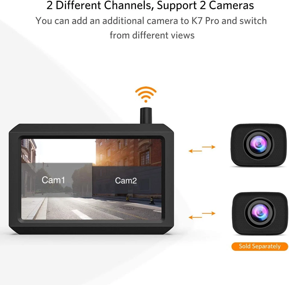 Cargoplay K7PRO Kabellos Rückfahrkamera +Funk 5" Monitor Rückseiten Einparkhilfe - Bild 3 von 4