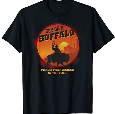 NEW LIMITED Guy On A Buffalo Sunset Possum Possee Funny T-Shirt