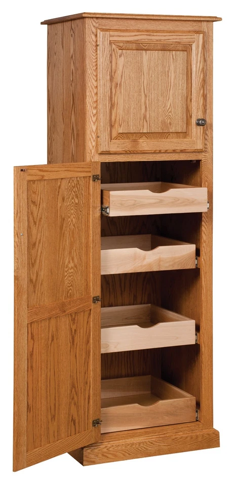 Amish Traditional Kitchen Pantry Storage Cupboard Roll Out Shelves Solid Wood - Image 2 of 3