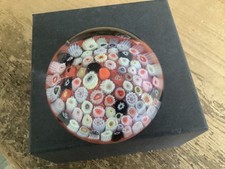 Classic Strathearn Art Glass Close Packed Millefiori on Red Ground Paperweight